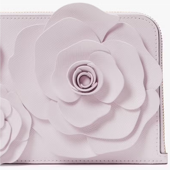 ♠️kate spade Flora Medium L-Zip Floral Wristlet, Pale Amethyst NWT